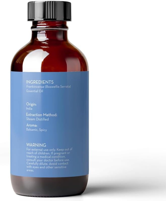 Pure Body Naturals Frankincense Essential Oil for Diffuser and Skin, Relaxation, Meditation and Yoga, 4 fl oz