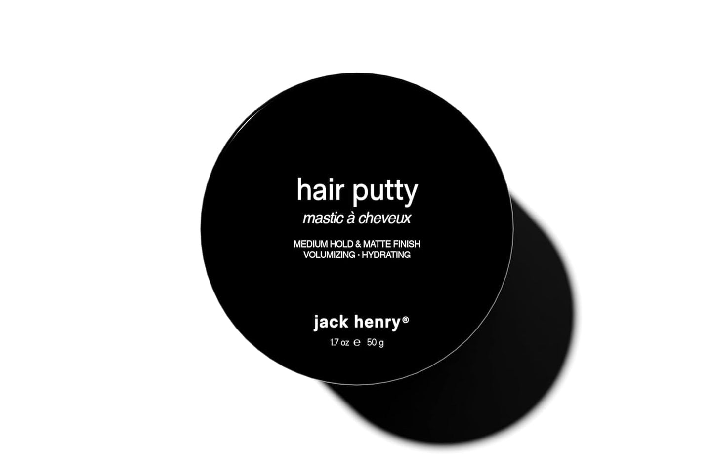 Jack Henry Hair Putty – Natural Matte Finish Styling Paste for Men – Medium Hold, Lightweight, Non-Greasy – With Mango Butter & Broccoli Seed Oil for Nourishment – 1.7 oz