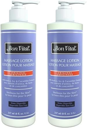 Bon Vital' Original Massage Lotion for a Versatile Massage Foundation to Relax Sore Muscles & Repair Dry Skin, Lightweight, Non-Greasy Formula to Moisturize and Repair Dry Skin, 8 Oz, Label May Vary