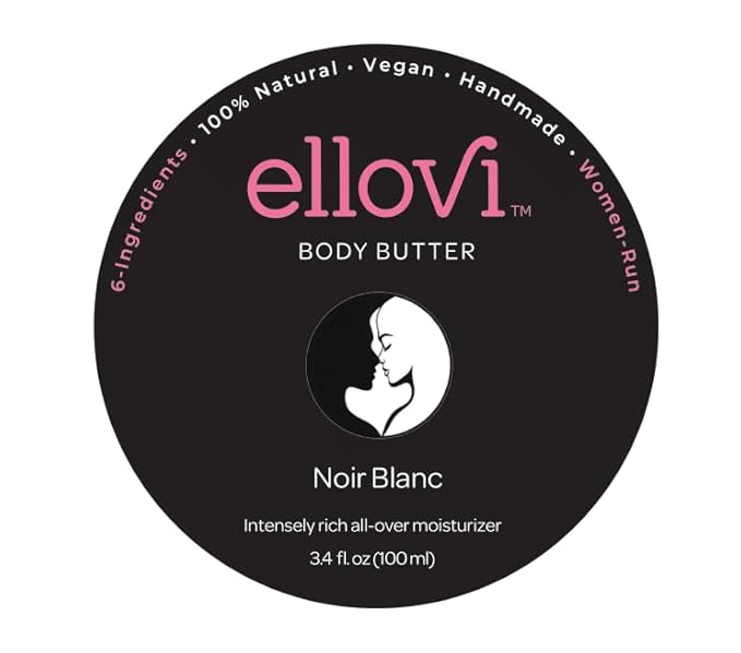 All-Natural Unisex Body Butter - Noir Blanc - Pure Enough to Eat - Made With Just 6 Vegan Ingredients - 100% Plant-Based Hydrating Moisturizer For Naturally Healthy Skin (3.4 fl. oz/100ml)