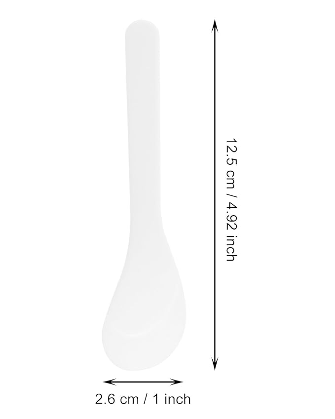 ONLYKXY 5pcs 5inch Plastic Beauty Spoon Facial Cream Brush Makeup Scoop Mud Reusable Cosmetic Dig Scoop Spatula Mask Tip for Lotions Moisturizers Home Salon DIY Facemask Mixing Sampling (White)