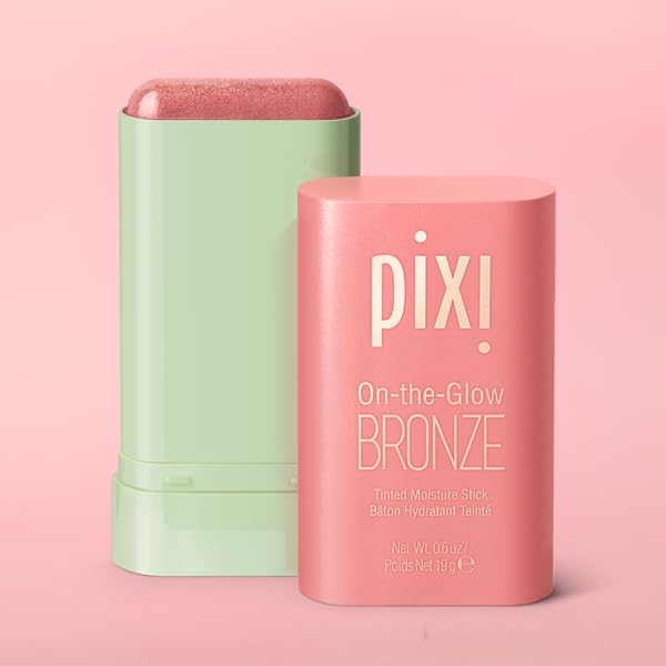 Pixi Beauty Beaming Bliss On-the-Glow Trio | Hydrating Tinted Moisture Stick Blush, Bronzer, and Highlighter Set | Travel Size, Vegan, and Paraben-Free