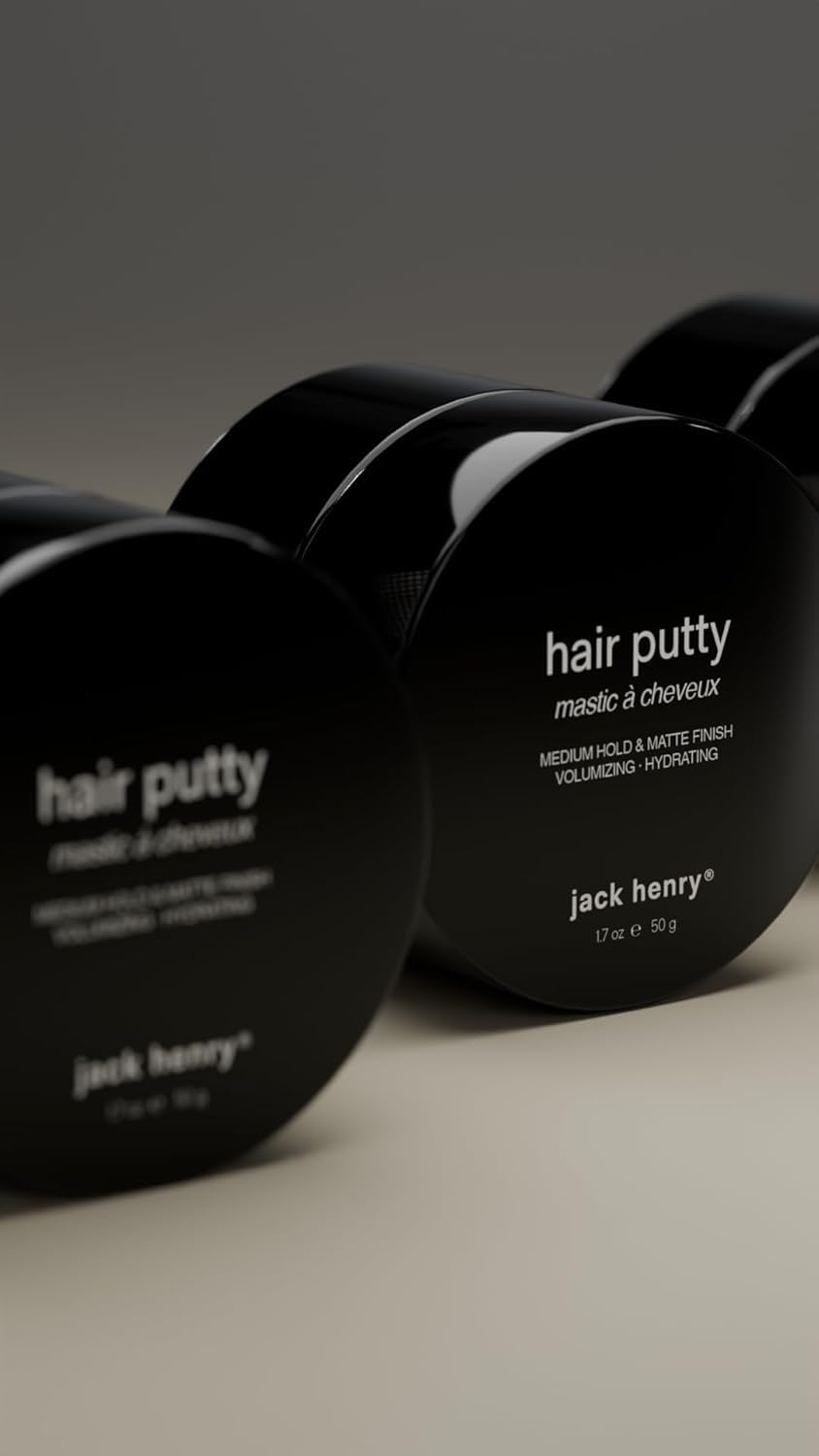Jack Henry Hair Putty – Natural Matte Finish Styling Paste for Men – Medium Hold, Lightweight, Non-Greasy – With Mango Butter & Broccoli Seed Oil for Nourishment – 1.7 oz