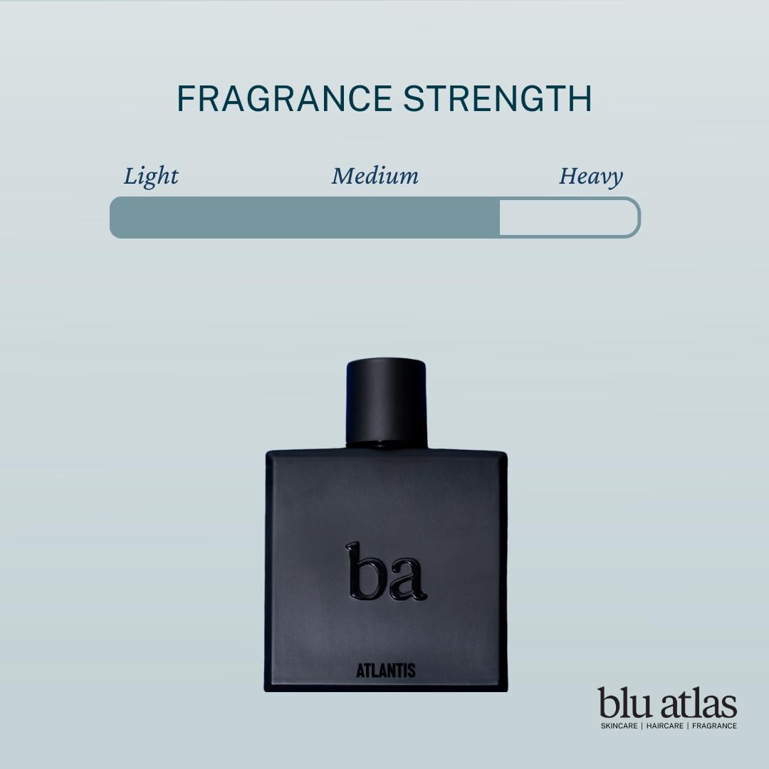 Blu Atlas Atlantis Eau De Parfum for Men- Long-lasting Citrus and Aquatic Cologne With Bergamot, Lavender and Musk, Clean Ingredients, 100 ml Masculine Fragrance Inspired by Bali
