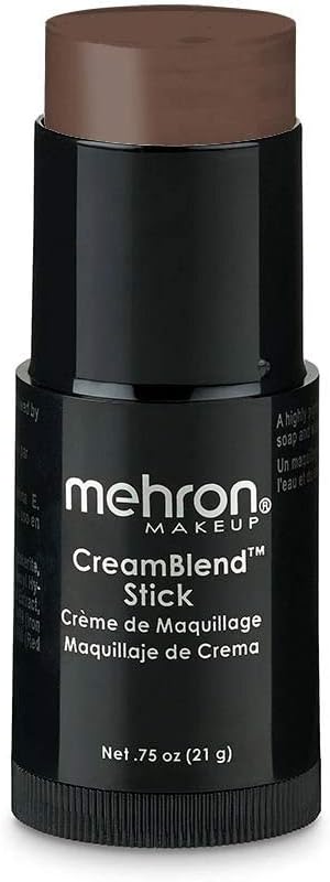 Mehron Makeup CreamBlend Stick | Face Paint, Body Paint, & Foundation Cream Makeup | Body Paint Stick Perfect for Halloween .75 oz (21 g) (Ebony)