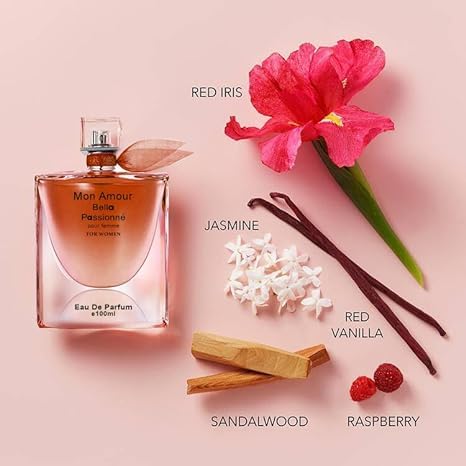 Mon Amour Bella Passione for Women Perfume Eau de Parfum Natural Spray Elegant Scent Fragrance for all Skin Types 3.3 Fluid Ounce