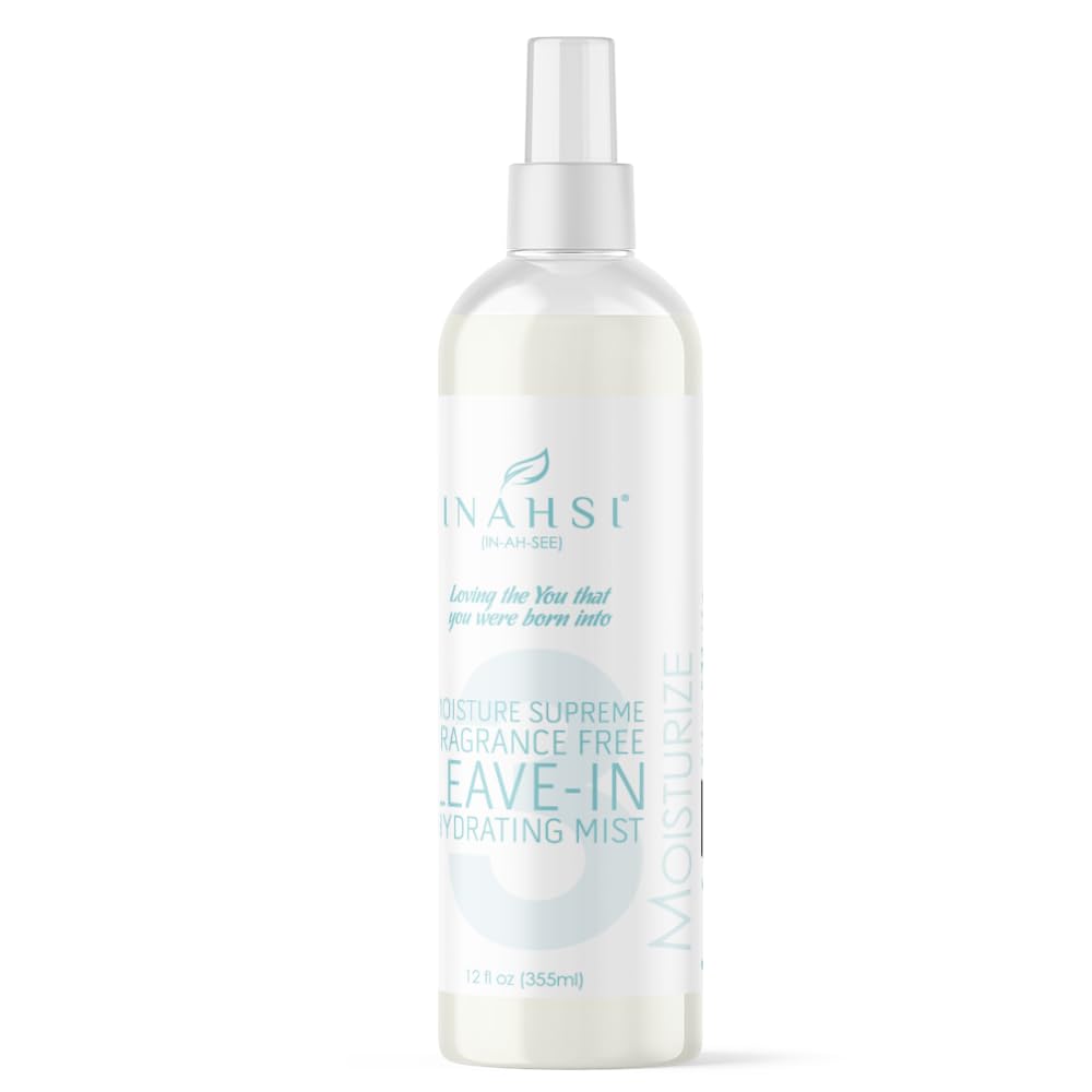 Inahsi Moisture Supreme Fragrance Free Hydrating Mist | Hair Moisturizer for Men, Women, or Kids with Curly Hair | Hair Products for Naturally Curly Hair 12 oz | Made in the USA