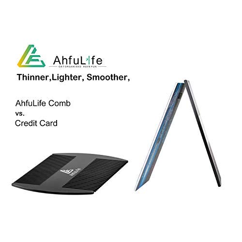 AhfuLife Stainless Steel Metal Hair&Beard Comb - Anti-Static Dual Action Beard Comb - Credit Card Size Combs Perfect for Wallet and Pocket - Presented in Gift Box (Black)