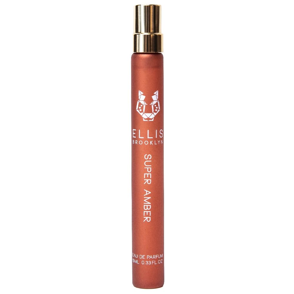 Ellis Brooklyn SUPER AMBER Eau de Parfum, Travel Spray, Warm Amber Perfume for Women, Gourmand, Vegan & Allergen-Free Fragrance with Vanilla Orchid, Cedarwood & Musk, 10ml / 0.33 Fl Oz