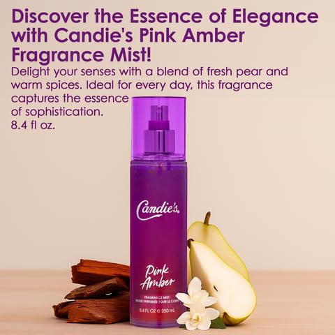 CANDIE'S Pink Amber Fragrance Mist - Sweet, Long-Lasting Perfume for Women, Luxurious All-Day Freshness, Ideal Body Cologne for Ladies, Feminine Scent, Lasts All Day, Must-Have Fragrance, 8.4 fl oz