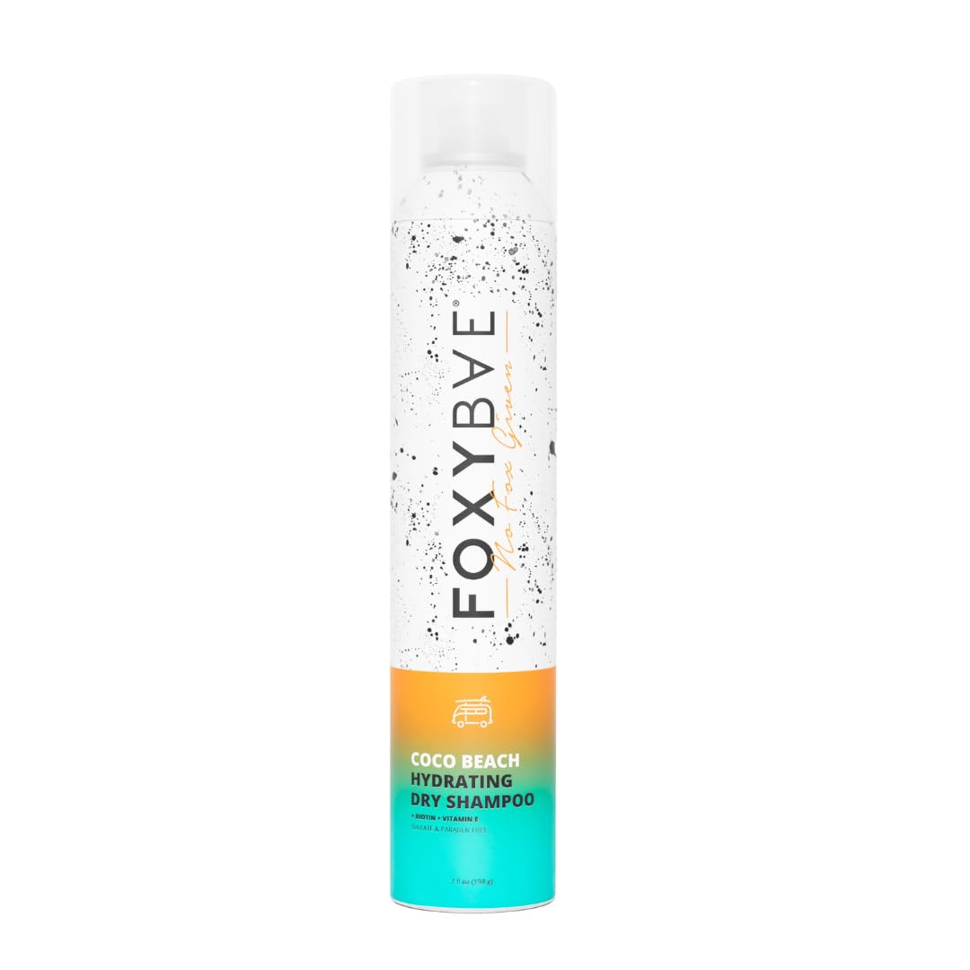 FoxyBae Hydrating Dry Shampoo Spray – Waterless Biotin & Vitamin E Formula – Absorbs Oil, Adds Volume & Texture – Coconut Scent – Coco Beach – 7 fl oz