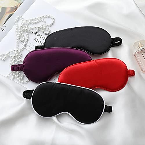 Silk Satin Sleeping Eye Mask, Red Sleep Eye Night Blindfold for Women and Men, Soft Breathable Blackout Eyeshade Eye Cover for Travel, Wedding Bridesmaid Gift