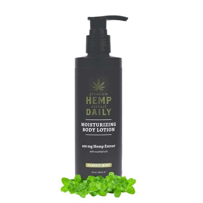 Premium Hemp Daily Ultra-Moisturizing Body Lotion - Face Moisturizer & Hand Cream - Dry Skincare Cream with Hemp Seed & Essential Oils - Classic Mint - 8oz (Pack of 1)