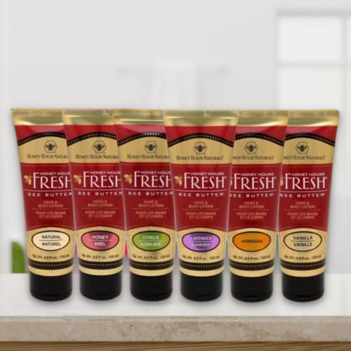 Honey House Naturals Bee Butter Cream – 4 Ounce Tube – All Natural Ultra Moisturizing Bee Butter Enhanced with Royal Jelly and Essential Oils – Made in USA (Hawaiian)