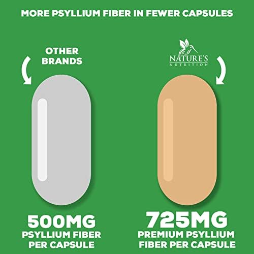 Psyllium Husk Capsules 1450mg, Natural Soluble 180 Capsules