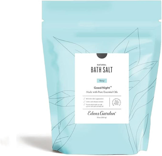 Edens Garden Good Night Bath Salt Soak – Sleep Blend with Essential Oils, Soothing Lavender, Epsom, Dead Sea Salt & Magnesium – Natural Bath Soaking Salts for Good Sleep & Relaxing, 10 oz (283 g)