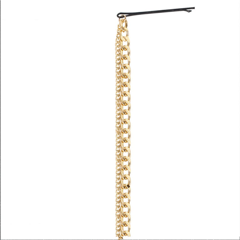 6PCS Dreadlocks Metal Tassel Ponytail Multi-Strand Hair Chain Prom Party Concave styling hair accessories hair extension chain with clip for girls and women(gold)