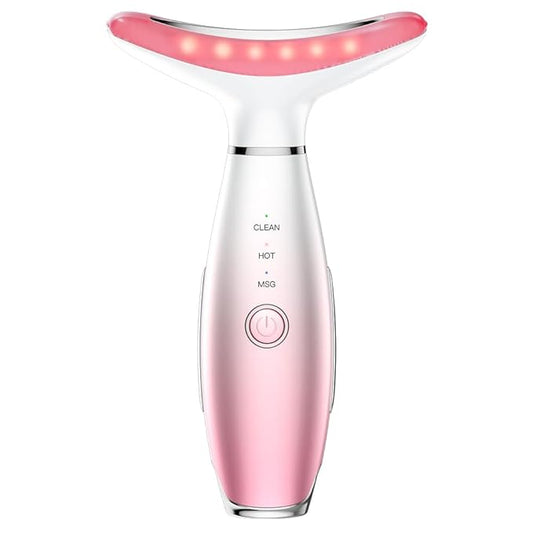 Facial Massager, 3 Modes Face Sculpting Tool, Vibrating Neck Face Massager with Thermals (Pink)