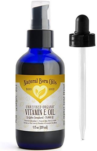 SALE! 4oz Vitamin E Oil, 100% Pure and Natural, D-Alpha Tocopherol, 75,000 I.U., Organic Antioxidant for Skin and Hair - Includes Pump & Dropper