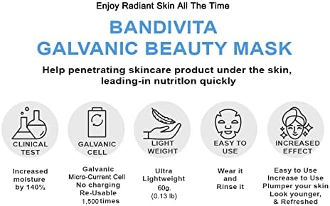 TheMogan Bandivita Facial Micro Galvanic Cell Silicon Mask Hydration 140% Absorption Skin Care Blue