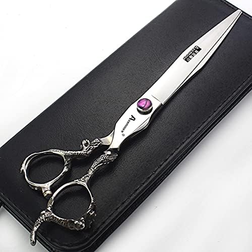 6/7/7.5/8/9 inch scissors silver professional hairdresser hair cut and trim diluted sharp 440C steel (8 inch flat shear-B)