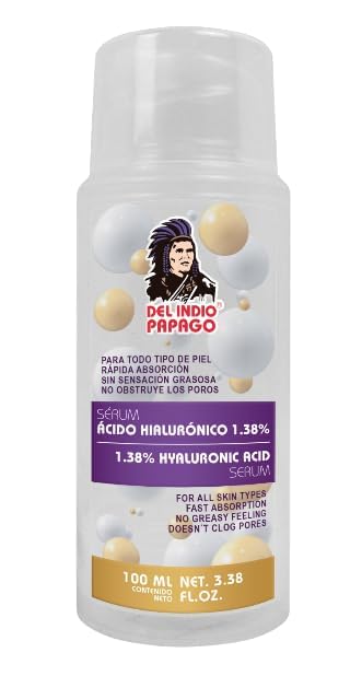 Del Indio Papago Hyaluronic Acid Serum (3.38 Fl Oz) / Serum Acido Hialuronico 1.38% Para, todo tipo de Piel - Intensive Daily Hydration, For All Skin Types, Anti Aging Formula - LIMITED EDITION!!!