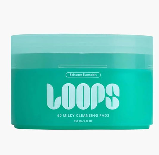 LOOPS Milky Cleanser Korean Skincare - Deep Cleansing and Hydrating Skin Care - Pre-soaked Bamboo Facial Cleansing Pads - Facial Wash with Milky Oil Complex - Oil Cleanser for Face