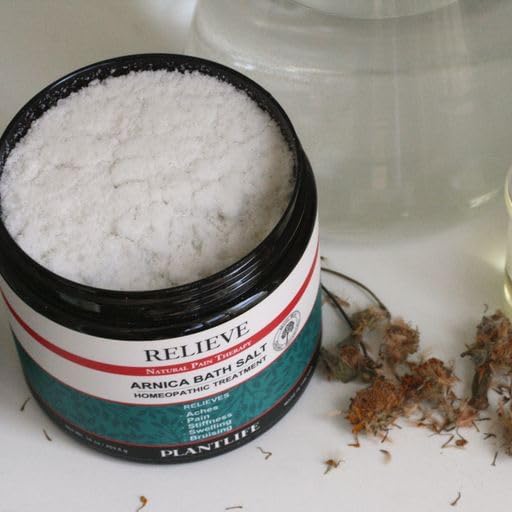 Plantlife Arnica Relieve Mineral Bath Salts - Made with Arnica and 100% Pure Essential Oils - Relieve Products are a Homeopathic Solution for Everyday Use - Works Quickly and Effectively