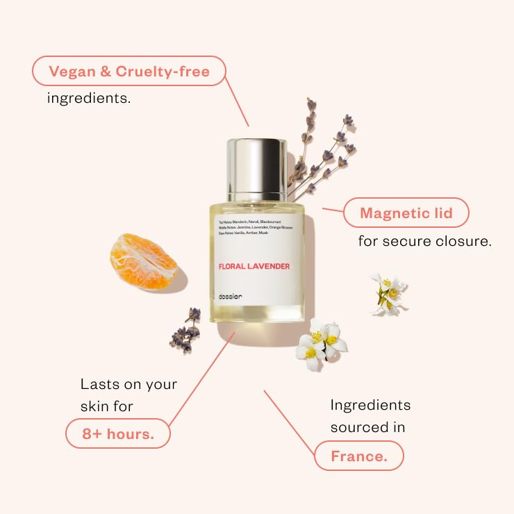 Dossier - Floral Lavender - Eau de Parfum - Inspired by YL's Libre - Perfume Luxury - Pure Infused - Paraben-Free - Vegan - For Women - Fragrance 1.7 Fl oz (Spray 50ml)