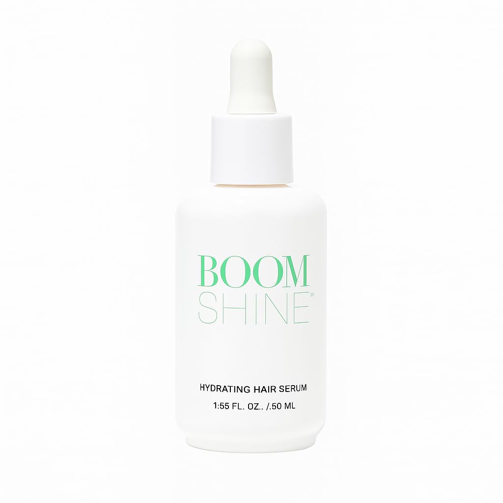 Boom Shine Hair Serum - Lightweight Leave-In Treatment with Avocado, Argan & Jojoba Oils - Softens, Smooths & Adds Shine for Mature Hair - 1.69 fl oz