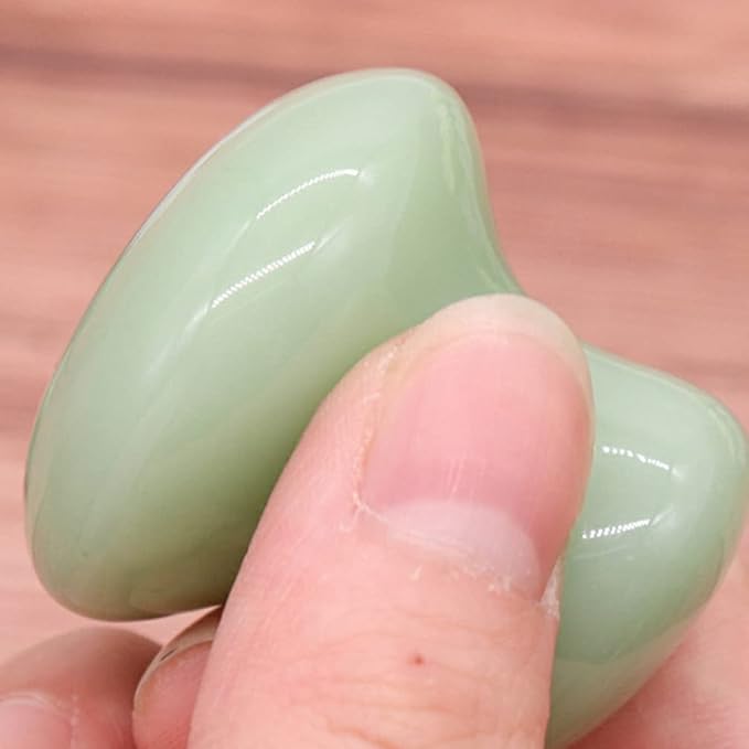 Uonlytech Ice Roller 2Pcs Facial Tools, Green Jade Quartz Massage Rollers Stones Scraping Massage Tool for Women Home Spa