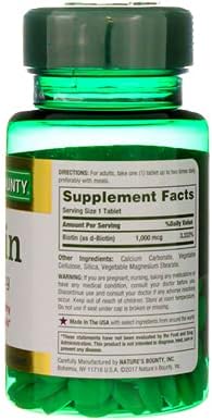 Nature's Bounty Biotin 1000 mcg Vitamin Supplement Tablets 100 ea (Pack of 2)