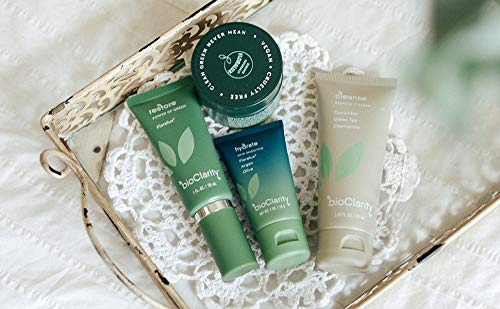 BioClarity 3-Step Essentials Skin Care Routine with Clarifying Mask for Normal and Oily Skin Types | Cleanse, Restore, Moisturize, Hydrate | 100% Clean Vegan Ingredients | Mini Size
