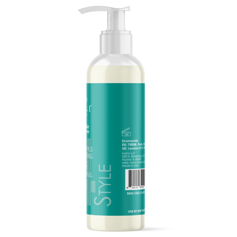 INAHSI Pamper My Curls Curl Sculpting Glaze Strong Hold Gel | Hair Styling Product for Men, Women & Kids with Curly Hair | 12 oz | Made in the USA