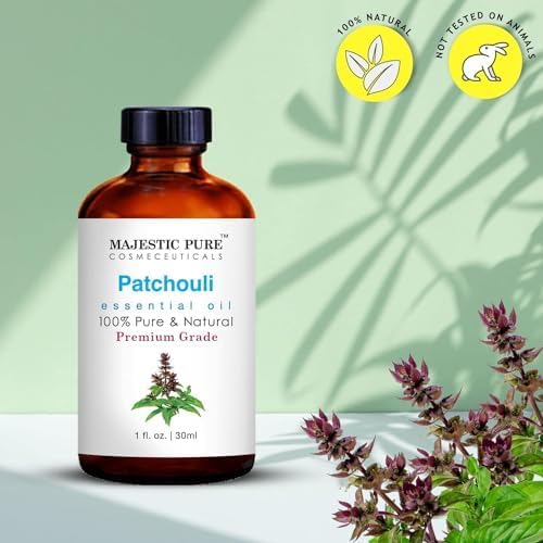 MAJESTIC PURE Patchouli Essential Oil | 100% Pure and Natural Patchouli Oil | Premium Grade Essential Oils for Hair Care, Home Diffusers, Skin, Aromatherapy, Massage and Humidifiers | 1 Fl Oz