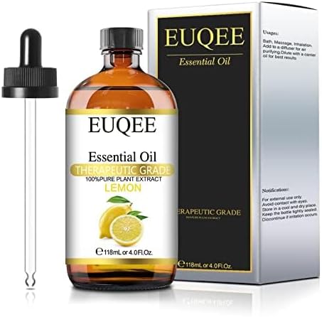 Lemon Essential Oil with Glass Dropper, Great for Aromatherapy, DIY Soap, Humidifier, Candle Making(4Fl oz/118mL)