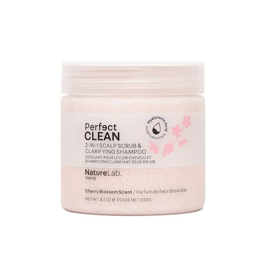 NATURELAB. TOKYO Perfect Clean Scalp Scrub LIMITED EDITION Sakura Scent:2-in-1 Hair Treatment to Clarify and Remove Product Buildup for Immense Shine I Cherry Blossom Scent | 8.1 OZ