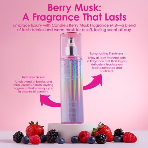 CANDIE'S Berry Musk Fragrance Mist - Sweet, Long-Lasting Perfume for Women, Luxurious All-Day Freshness, Ideal Body Cologne for Ladies, Feminine Scent, Lasts All Day, Must-Have Fragrance, 8.4 fl oz