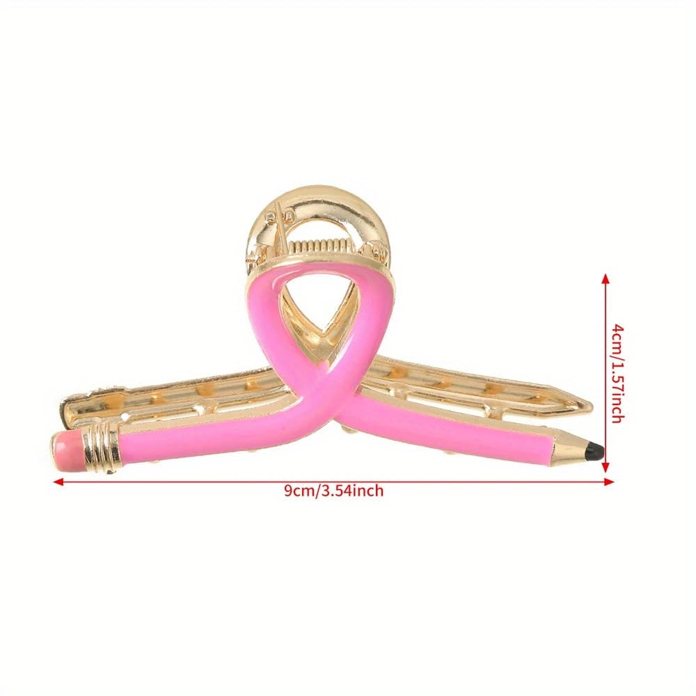 3Pcs Pencil Hair Clips for Women Teacher Hair Clips for Thick & Thin Hairs Pencil Claw Clip Teacher Barrettes Accessories for Styling Back to School Gifts for Girlfriend Sister