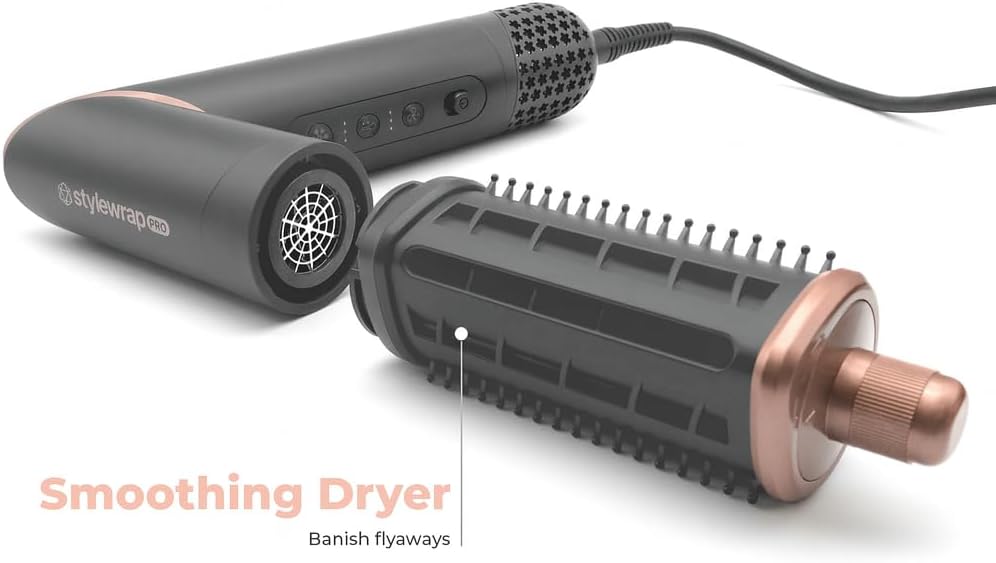 SRILabs StyleWrap Pro 7-in-1 Coanda Air Hair Multi Styler Dryer Brush in Gray with Negative Ions, Light Foldable Design, Quiet Brushless Motor, Aviation-Grade Aluminum, Memory Function