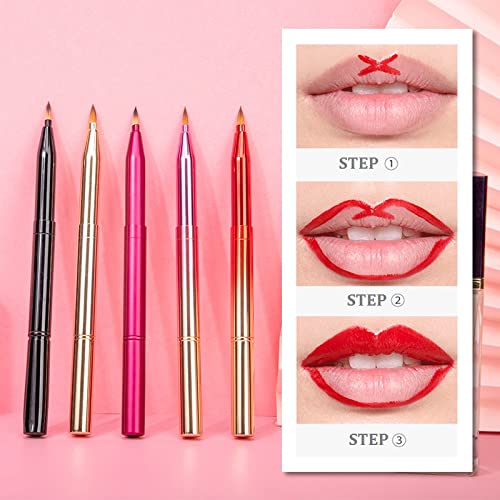 Exquisite Professional Lip Brush Applicators-Retractable Lipstick Brushes- Lipstick Gloss Makeup Brush Tool For Women and Girls (Two-Head-Black)