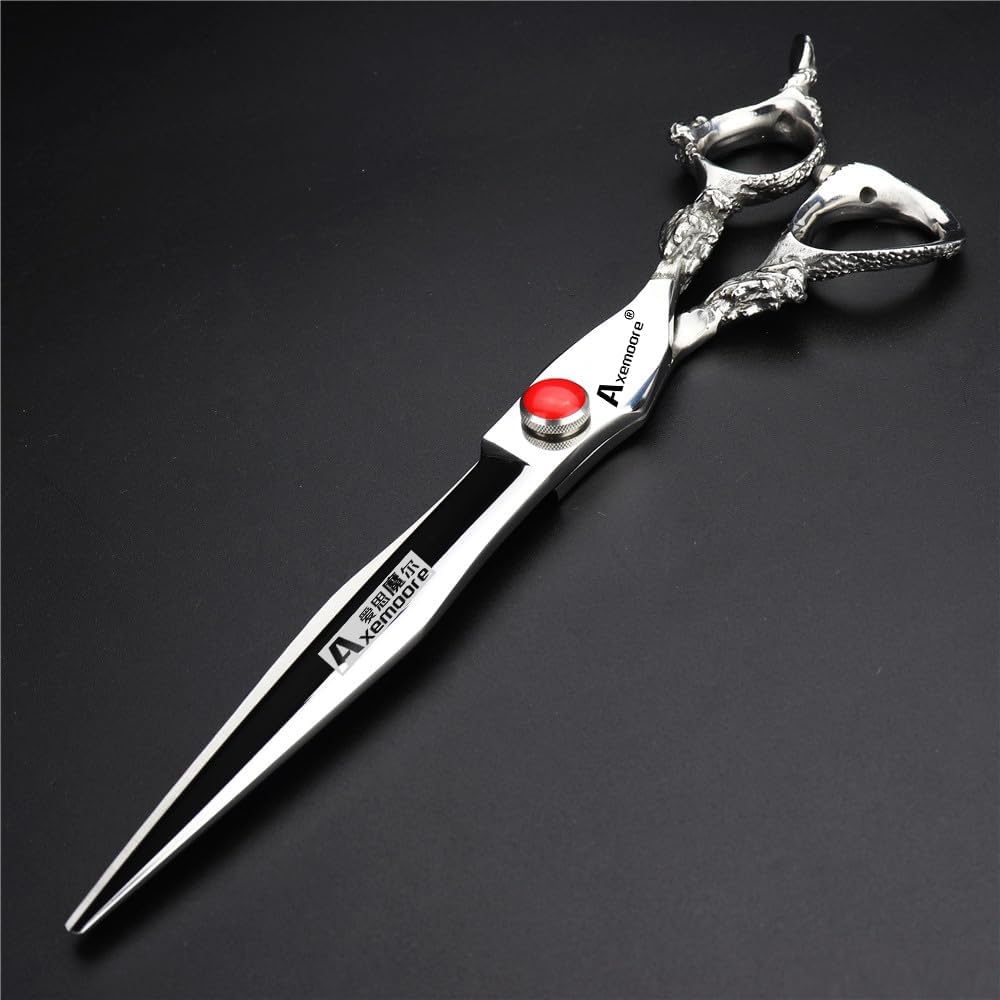7/7.5/8/9 inch scissors silver professional hairdresser hair cut and trim diluted sharp 440C steel (7.5 inch flat shear)