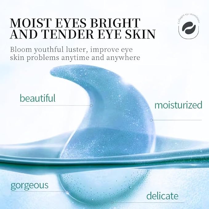 24K Gold Under Eye Treatment Mask, Dark Circle and Anti-Wrinkle, Hydrating eye mask, Puffiness & Eye Care, Collagen,Hyaluronic Acid & Castor Oil, 60 Pieces (SEAWOOD)