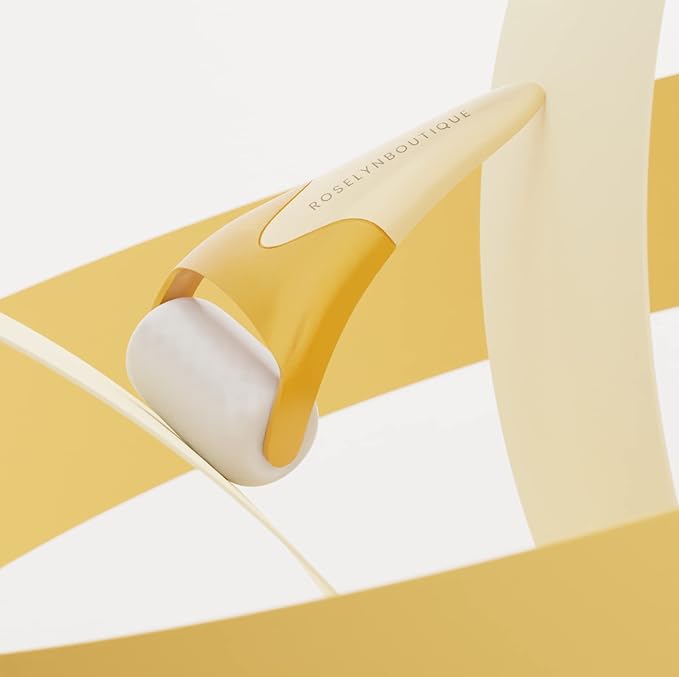 ROSELYNBOUTIQUE Ice Roller for Face Wrinkles Fine Lines Puffiness Stick Massager Facial Skin Care Tools Self Care Gifts for Men Women (Yellow)