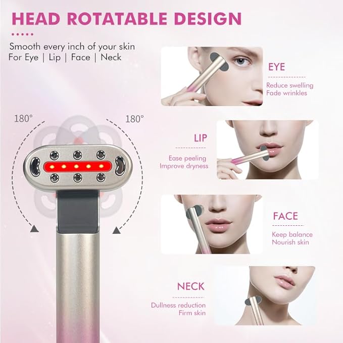 Radiant Renewal Skincare Wand, HD-15 Red-Light-Therapy- Face Wand for Face Eye Skincare Equipment with 7 Color, Facial Massager