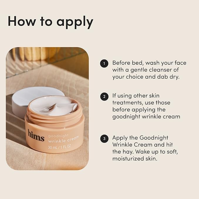 hims Goodnight Wrinkle Cream for Men, 2 Pack - Hydrating Men's Face Moisturizer with Hyaluronic Acid, Shea Butter & Caffeine - Reduces Wrinkles While You Sleep - 2 x 1 fl oz