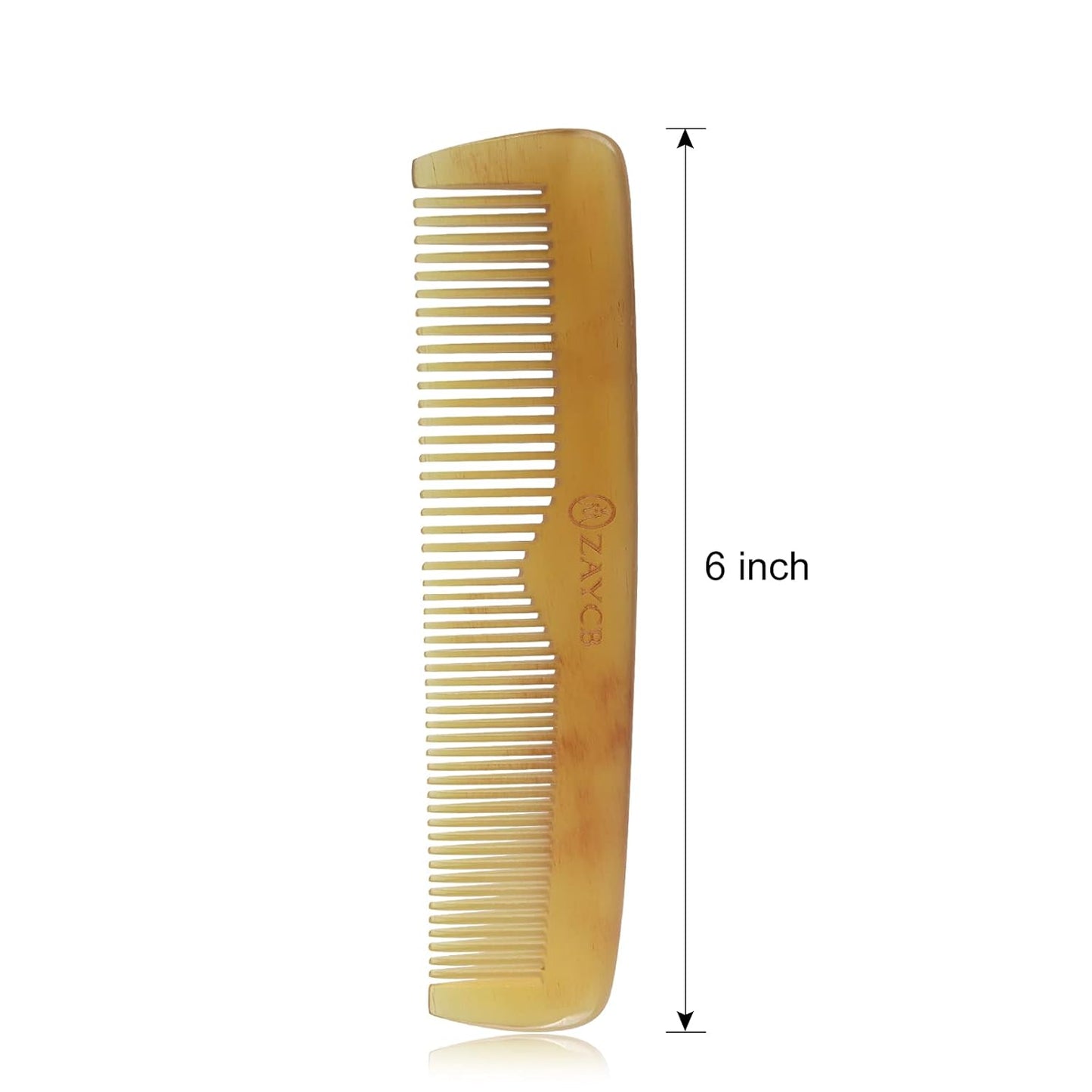 Buffalo Horn Fine Tooth Comb - Anti-Static Hair Comb - Hair Styling Detangling Comb for All Hair Types (Men, Women, Kids)