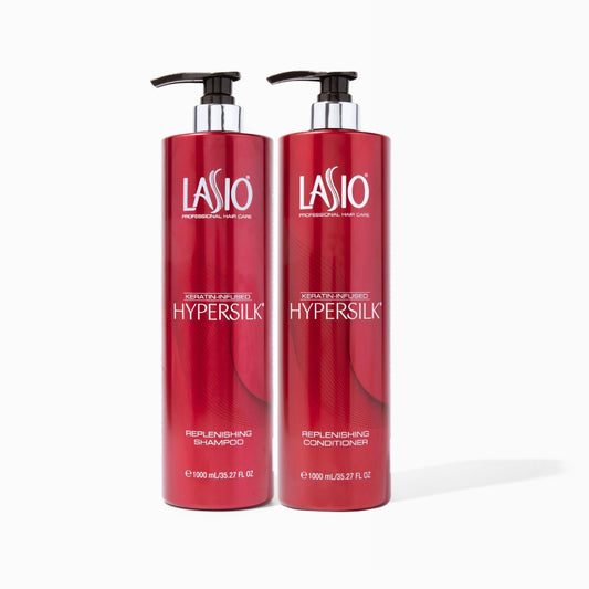 Lasio Replenishing Shampoo and Hair Conditioner Set with Amber Extract, Keratin & Jojoba Oil – Nourishing, Repairing, and Hydrating Formula for Soft, Shiny, Frizz-Free HAIR 35.27 Fl oz