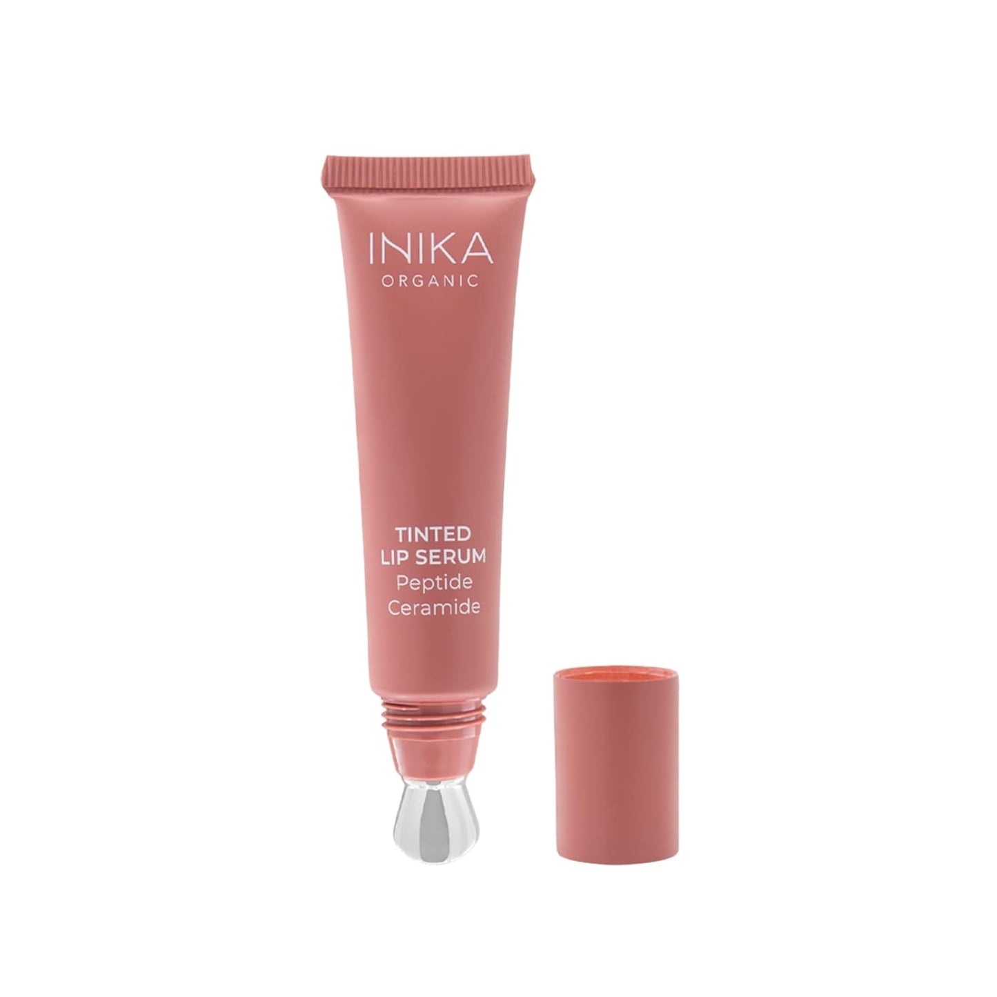 INIKA Organic Tinted Lip Serum | Ceramide + Peptide Infused, Sheer Wash of Color, Plumps, Softens, Smooths, Hydrates + Repairs. Natural & Vegan (Peony)