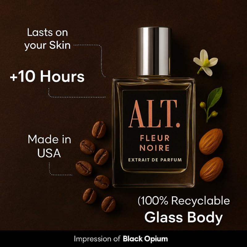 ALT. FRAGRANCES Fleur Noire 60ml Inspired by BlackOpium Extrait de Parfum Long Lasting Perfume for Women, Signature Scent Women’s Fragrance